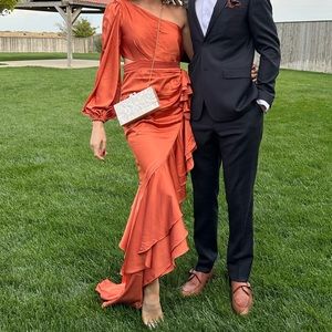 Mac Duggal Orange asymmetrical dress